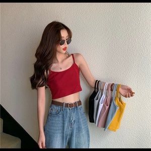 Yesstyle red crop cami top